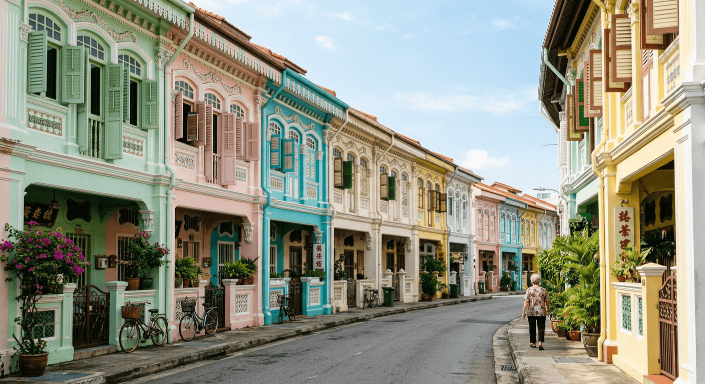 Colourful shophouses in Singapore
